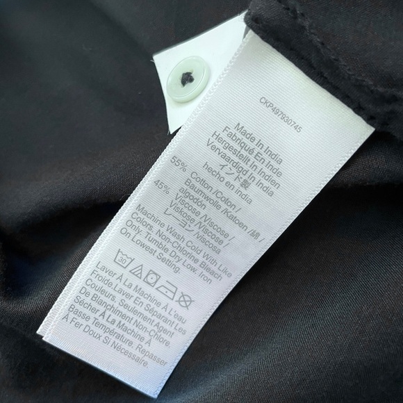 Madewell Shirred Crewneck Balloon Sleeve Button Up Peasant Blouse in Black, XXS - Picture 14 of 14